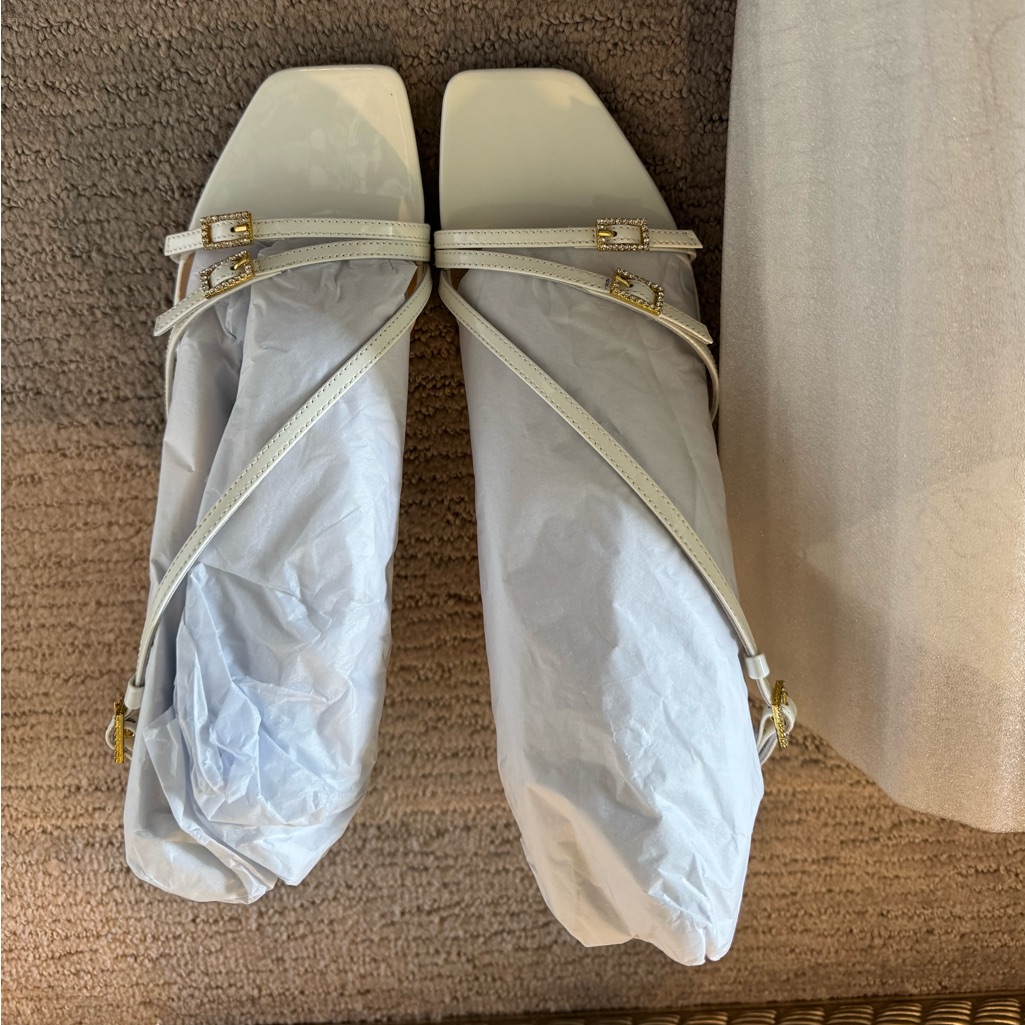 Anthropologie Elegant White Square-Toe Heels